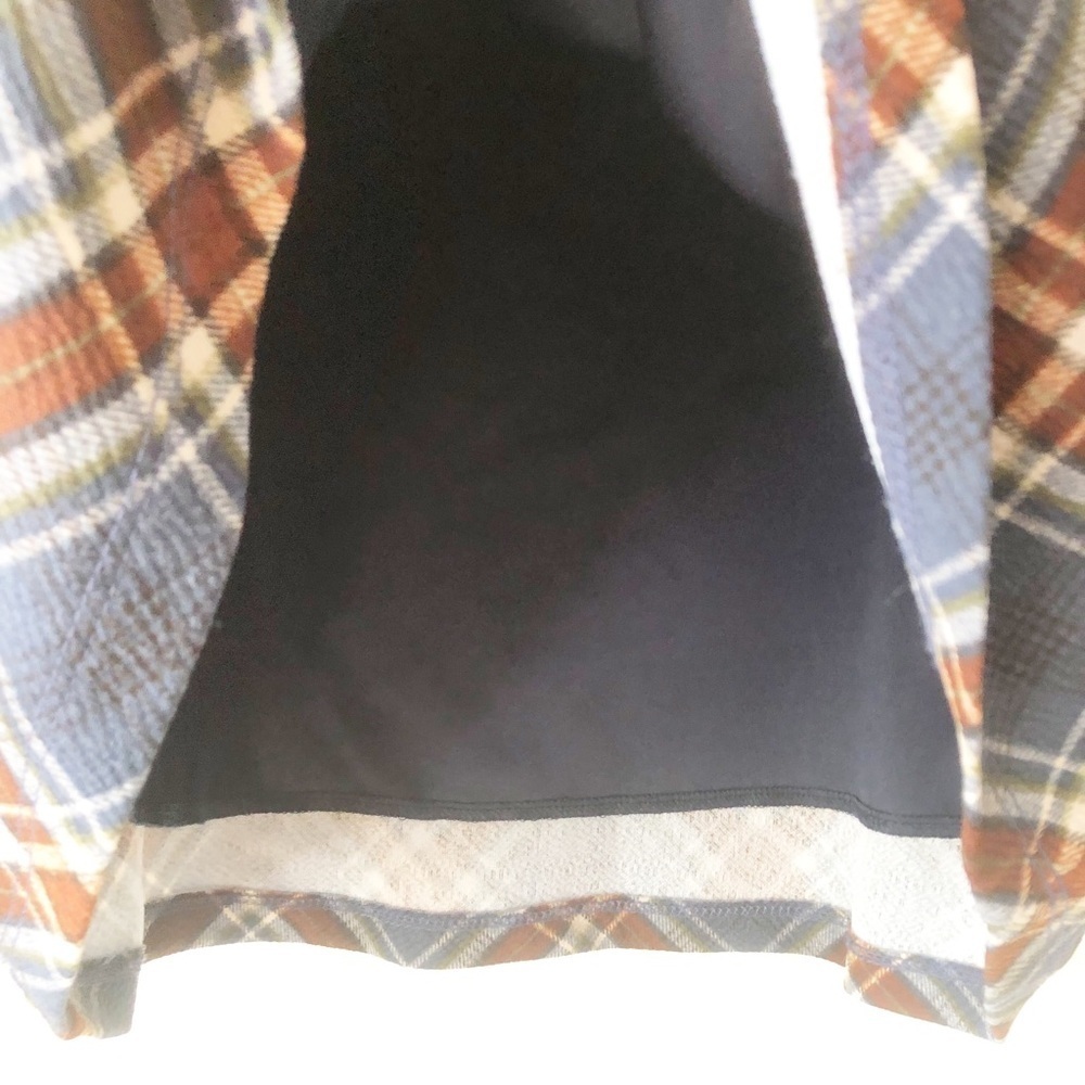 Le Lis Maura A-Line Plaid Skirt Slate Blue/ Brown Pull On Elastic Waist Size L - Picture 8 of 11